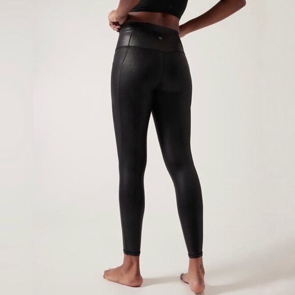 Athleta Black Shimmer High Waist Leggings Sz SP - Picture 9 of 11